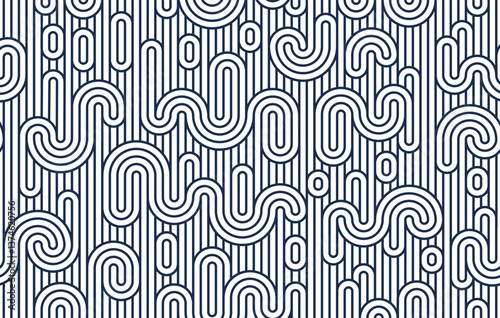 Linear seamless pattern, vector stripy geometric abstract background, tiling art runny dynamic lines, funky endless retro wallpaper.