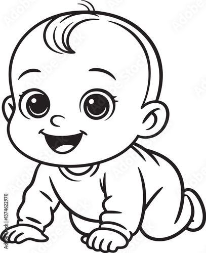 Cute Baby Vector Silhouette