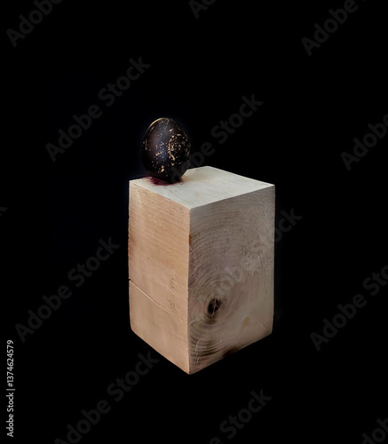 Black Easter Eggs with Natural Wood Texture
