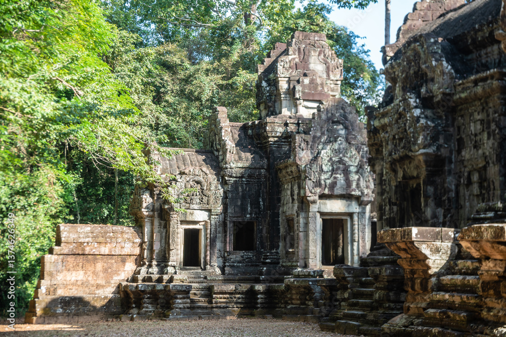 Fototapeta premium Thommanon and Chow Sai Tevoda Temple, Angkor Wat, ancient temples, Khmer civilization, Cambodia