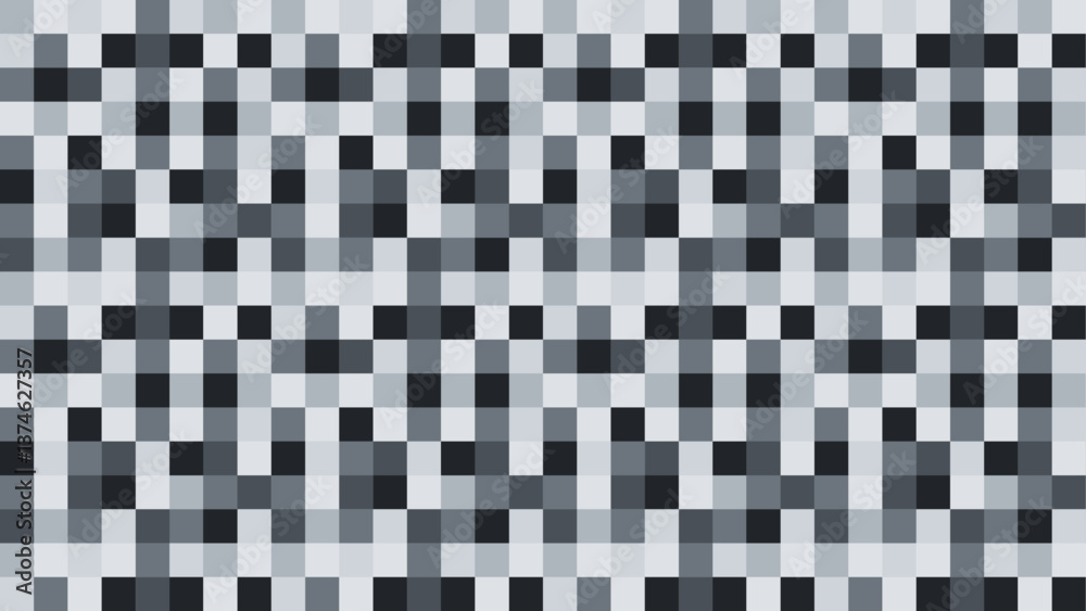 Naklejka premium Seamless pixel black-white pattern. Abstract vector background. Mosaic texture. Geometric minimalistic wallpaper.