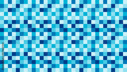 Seamless pixel blue pattern. Abstract vector background. Mosaic texture. Geometric minimalistic wallpaper.