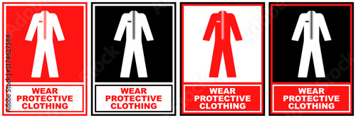 set sign wear protective clothing safety symbol design label template vector illustration