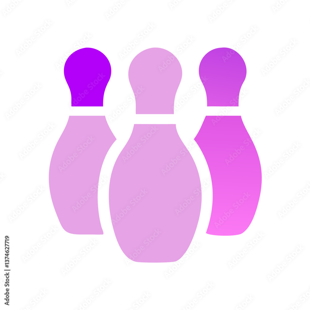 Playful pink gradient bowling pins icon for sports and entertainment design concept
Playful pink gradient bowling pins icon for sports and entertainment design concept