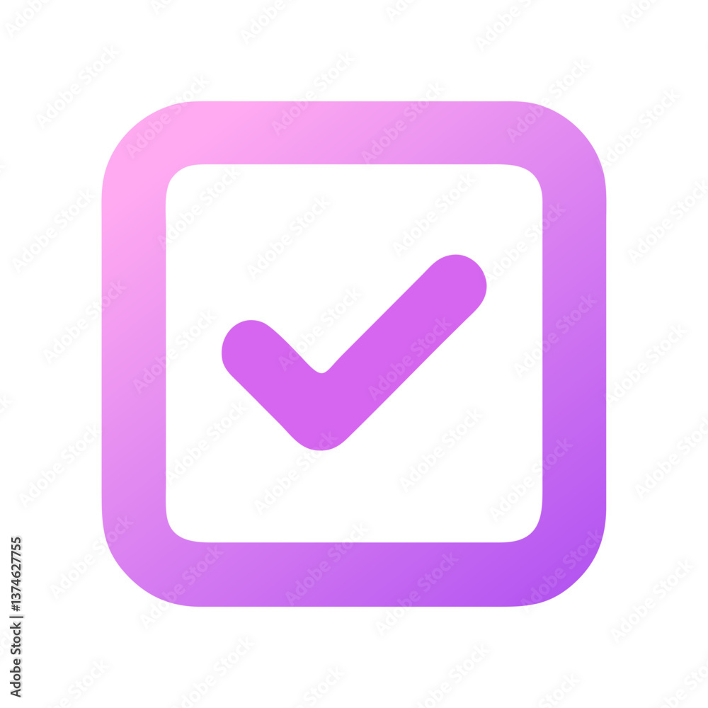 Clear pink gradient checkmark icon for approval and confirmation design concept Clear pink gradient checkmark icon for approval and confirmation design concept