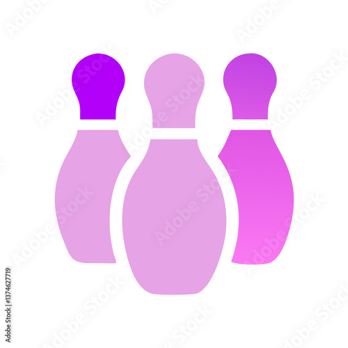 Playful pink gradient bowling pins icon for sports and entertainment design concept

