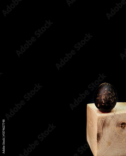 Stylish Black Easter Eggs on Wooden Table
