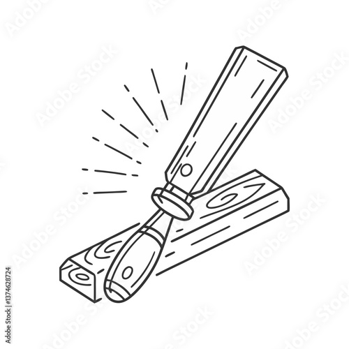 ChatGPT พูดว่า:
Vector illustration of a woodworking chisel with wooden block and motion lines in a clean, minimal linear style symbolizing craftsmanship and carving.