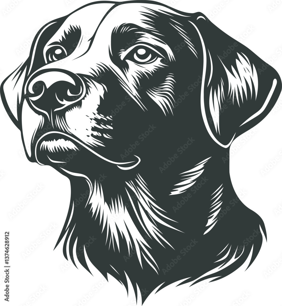 Fototapeta premium Dog in profile view with detailed black