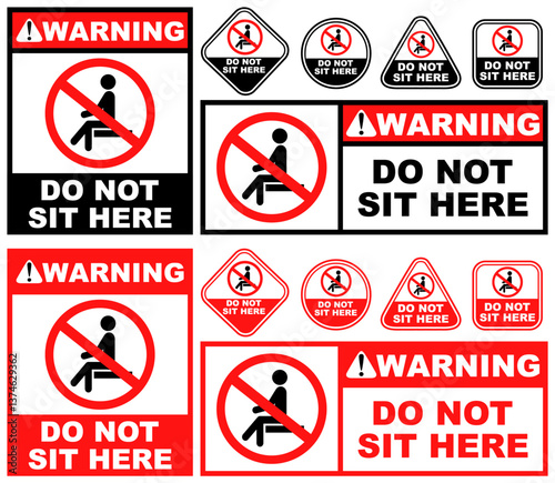 Set Collections do not sit here warning sign template design vector illustration