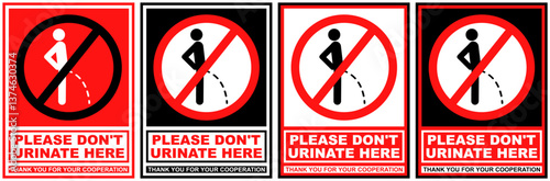 set sign do not urinate prohibited symbol design label template vector illustration