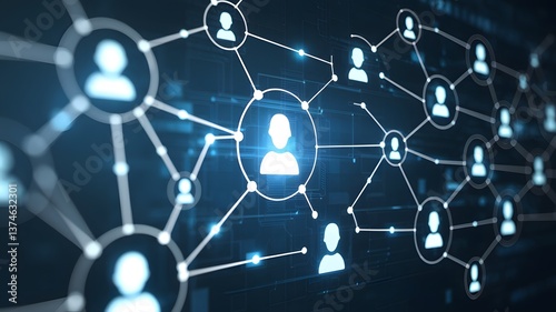 Network of Connection: Visualize the intricate web of digital connections, with illuminated icons. Reflecting the interconnectedness of individuals in the digital landscape.
