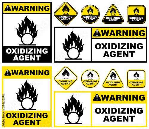 Set Collections oxidizing agent warning sign template design vector illustration