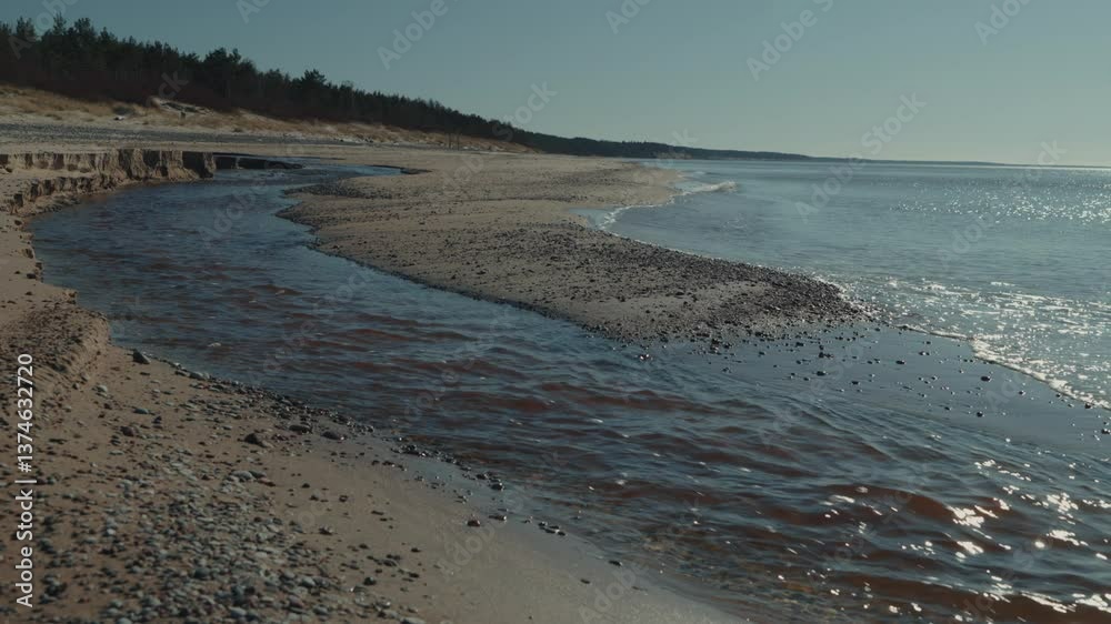 Small river flowing in the Baltic Sea. Small river flowing in the Baltic Sea.