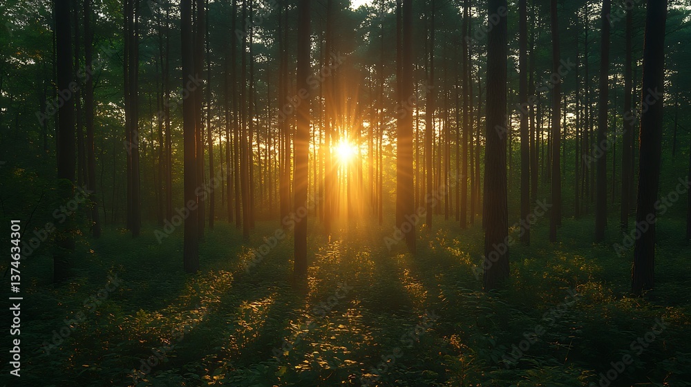 Sunrise in Pine Forest. Sunrise in Pine Forest.