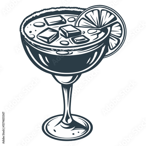 Martini or daiquiri cocktail vector with strawberry and lime for cocktail bar or drink summer party. Margarita cocktail with rum, tequila for beach bar and cafe menu