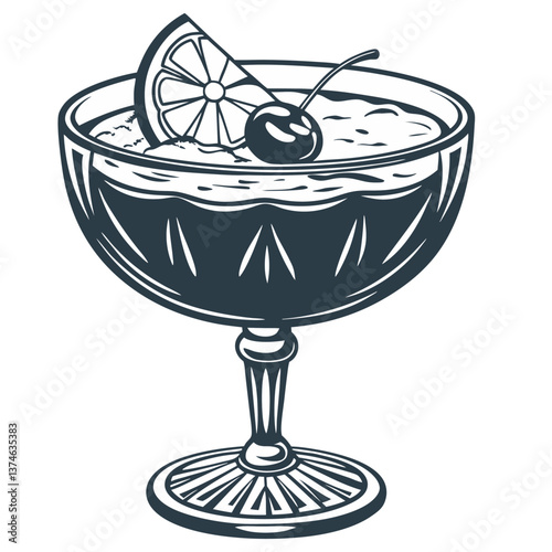 Cosmopolitan cocktail with lime and cherry for summer party. Ping alcochol cocktail for beash bar. Martini or daiquiri with vodka and cranbery for design of menu