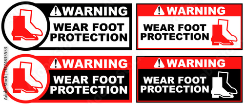 Set Collections wear foot protection warning sign template design vector illustration