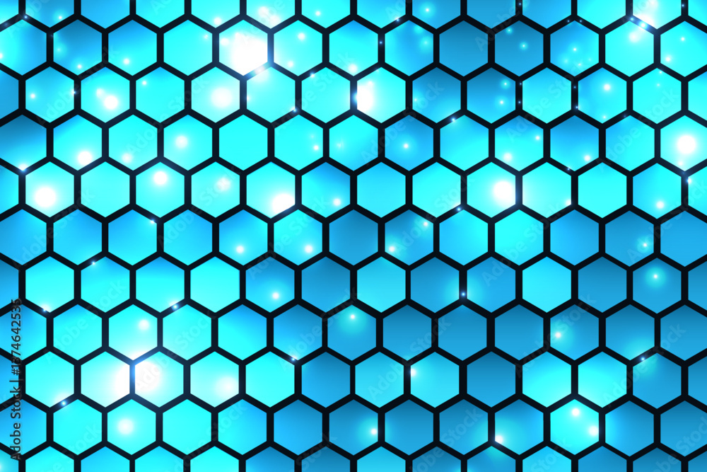 Blue background with hexagon concept. Big data visualization. Vector illustration. Blue background with hexagon concept. Big data visualization. Vector illustration.