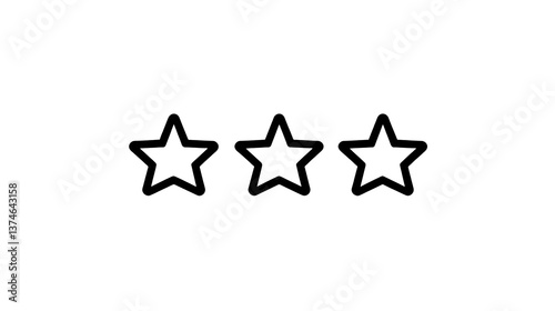 Three simple black stars on a transparent background