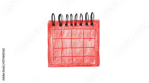 Calendar with red cover and grid layout for scheduling plans
