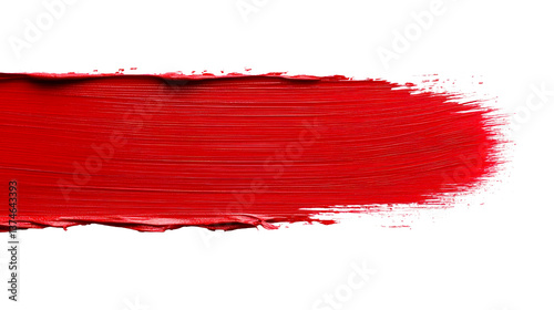 Vivid red paint stroke on transparent background for art projects