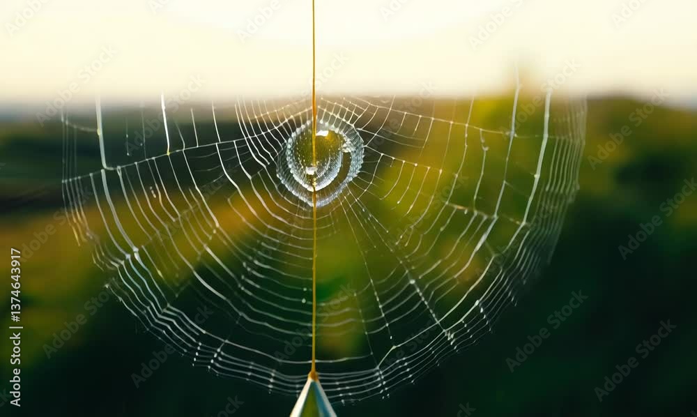 morning dew: a water drop on a spider web