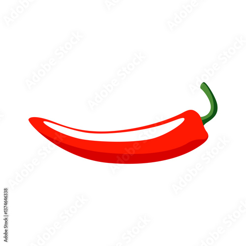 Chilli pepper flat design isolated vector illustration, hot red chili