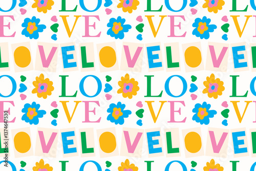seamless pattern with love lettering. vector illustration