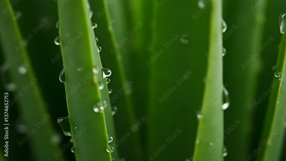 Rainwater obeys the strict vertical geometry of Sansevieria leaves, forming architecturally perfect droplet formations. Rainwater obeys the strict vertical geometry of Sansevieria leaves, forming architecturally perfect droplet formations.