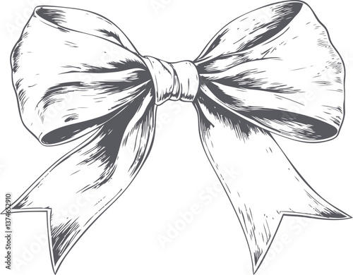 Elegant bow illustration with detailed line art