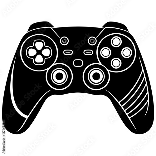 Vector illustration of a video game controller with joystick and buttons