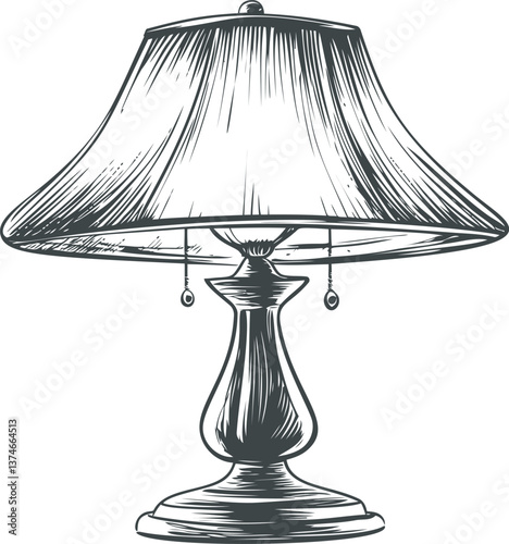 Vintage table lamp with ornate shade