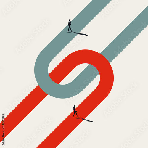 Business merger or cooperation vector concept. Symbol of deal, agreement, strategy, union. Minimal design eps10 illustration.