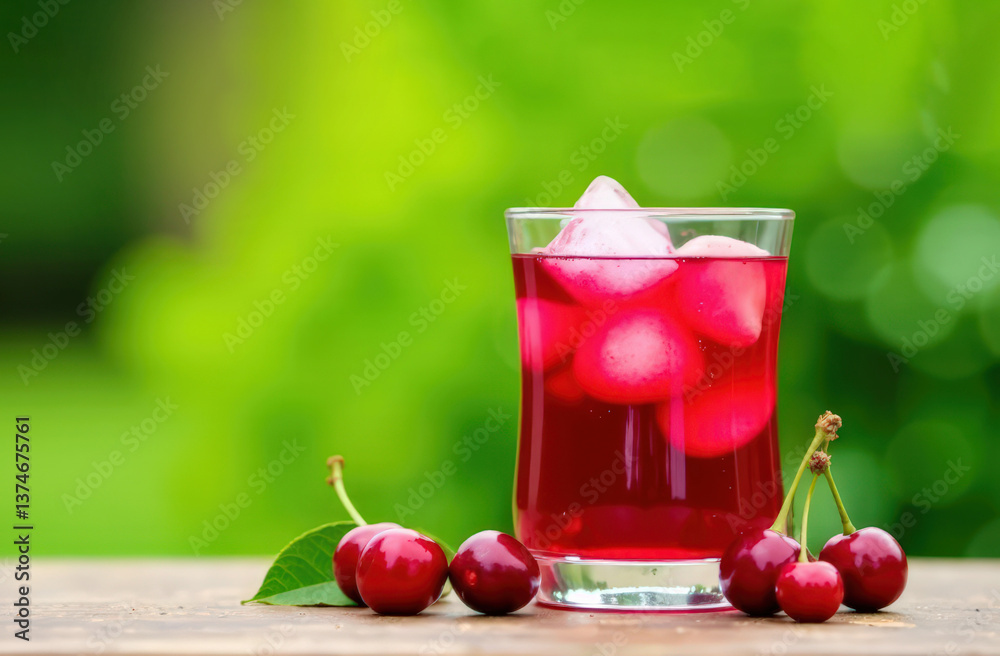 custom made wallpaper toronto digitalRefreshing cherry juice with ice and fresh cherries on wooden table