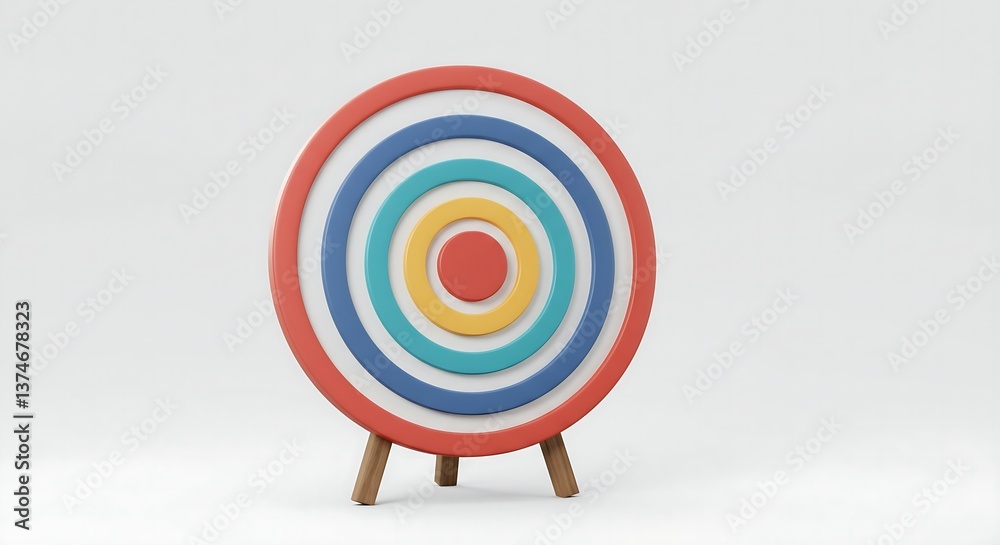 3D render showing virtual target board Success concept, planning and setting goals objectives for business investment 3D render showing virtual target board Success concept, planning and setting goals objectives for business investment
