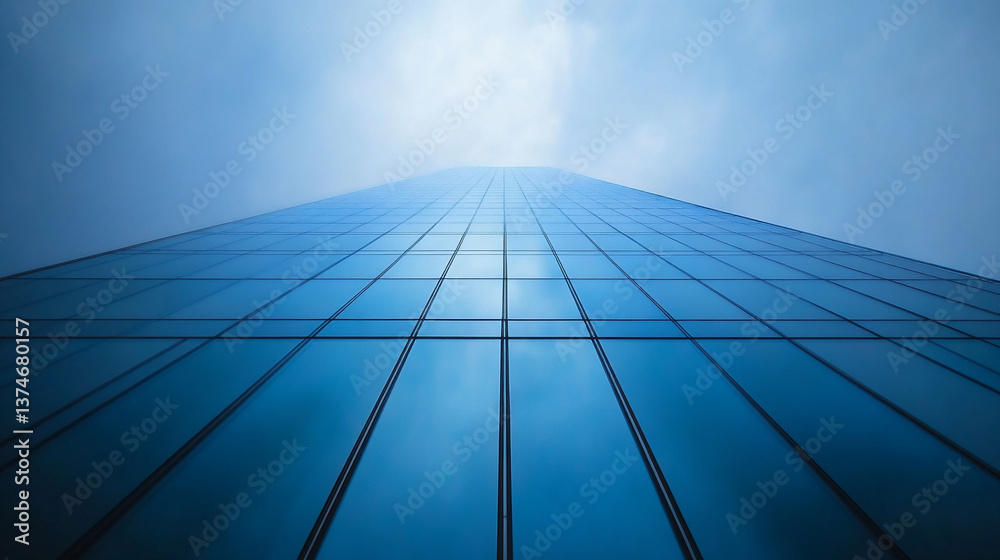 Abstract Reflection Captured in a Modern Glass Banner Reflecting the Sky on a Cloudy Day Abstract Reflection Captured in a Modern Glass Banner Reflecting the Sky on a Cloudy Day