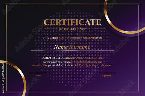 Elegant Purple and Gold Certificate Template