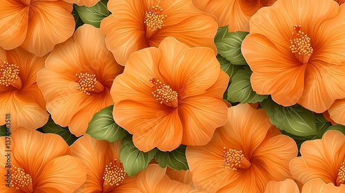 Wallpaper Mural Vibrant Orange Hibiscus Flowers Close Up Torontodigital.ca