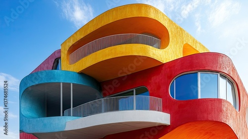 Postmodern Architecture - Creative images of postmodern architecture, showcasing playful designs, unique forms, and bold colors in contemporary building structures.