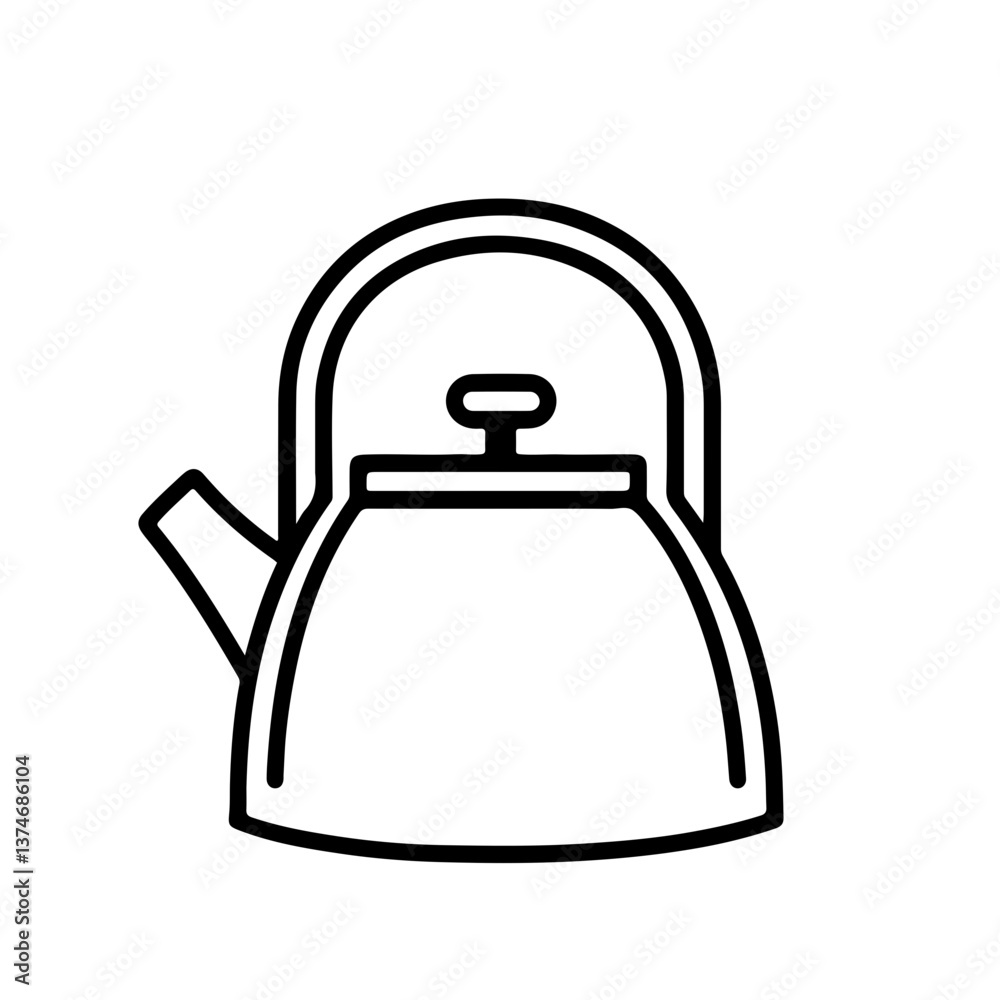 Obraz premium Modern Kettle Symbol in Minimalist Line Art