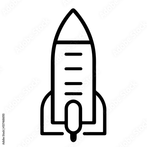 Minimalist Rocket Launch Icon in Line Art Style

