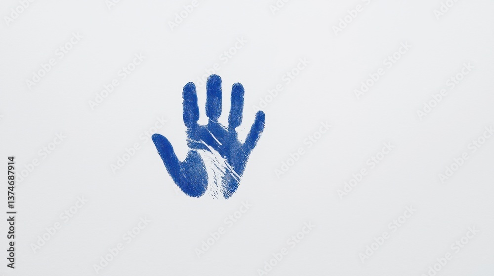 Simple illustration of a handprint on a plain white background. the handprint is blue in color and appears to be made up of five fingers. Simple illustration of a handprint on a plain white background. the handprint is blue in color and appears to be made up of five fingers.
