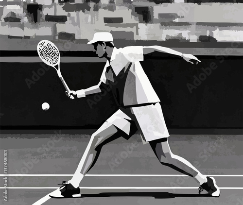 abstract illustration Tennis inrtnational black and white sports