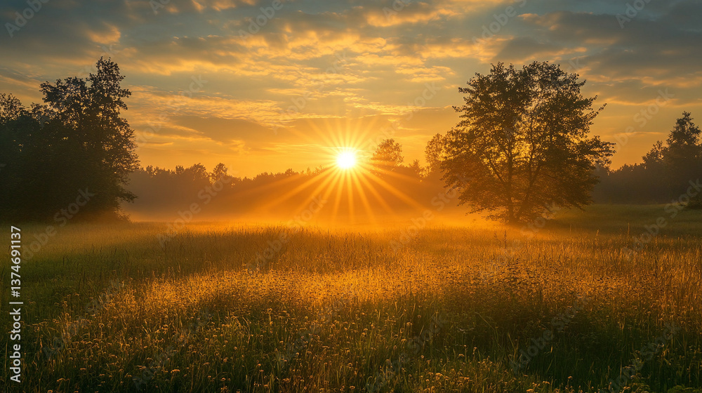 Fototapeta premium sunrise in the field
