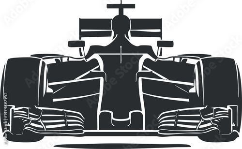 Silhouette illustration of a formula racecar highlighting its aerodynamic design and speed features.