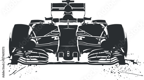 Silhouette illustration of a formula racecar showcasing speed and aerodynamic design elements.