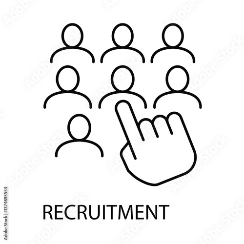 Vector icon for recruitment. A hand-drawn concept featuring a magnifying glass and candidate profile.