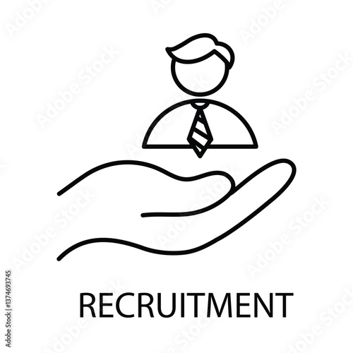 Vector icon for recruitment. A hand-drawn concept featuring a magnifying glass and candidate profile.