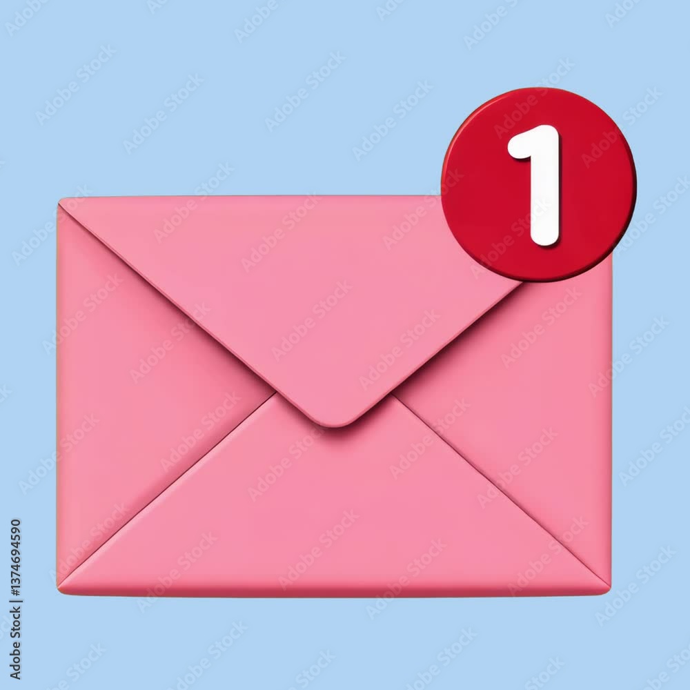 Pink envelope with new email animation isolated asset, transparent 4K video, alpha channel, ProRes 4444 Pink envelope with new email animation isolated asset, transparent 4K video, alpha channel, ProRes 4444